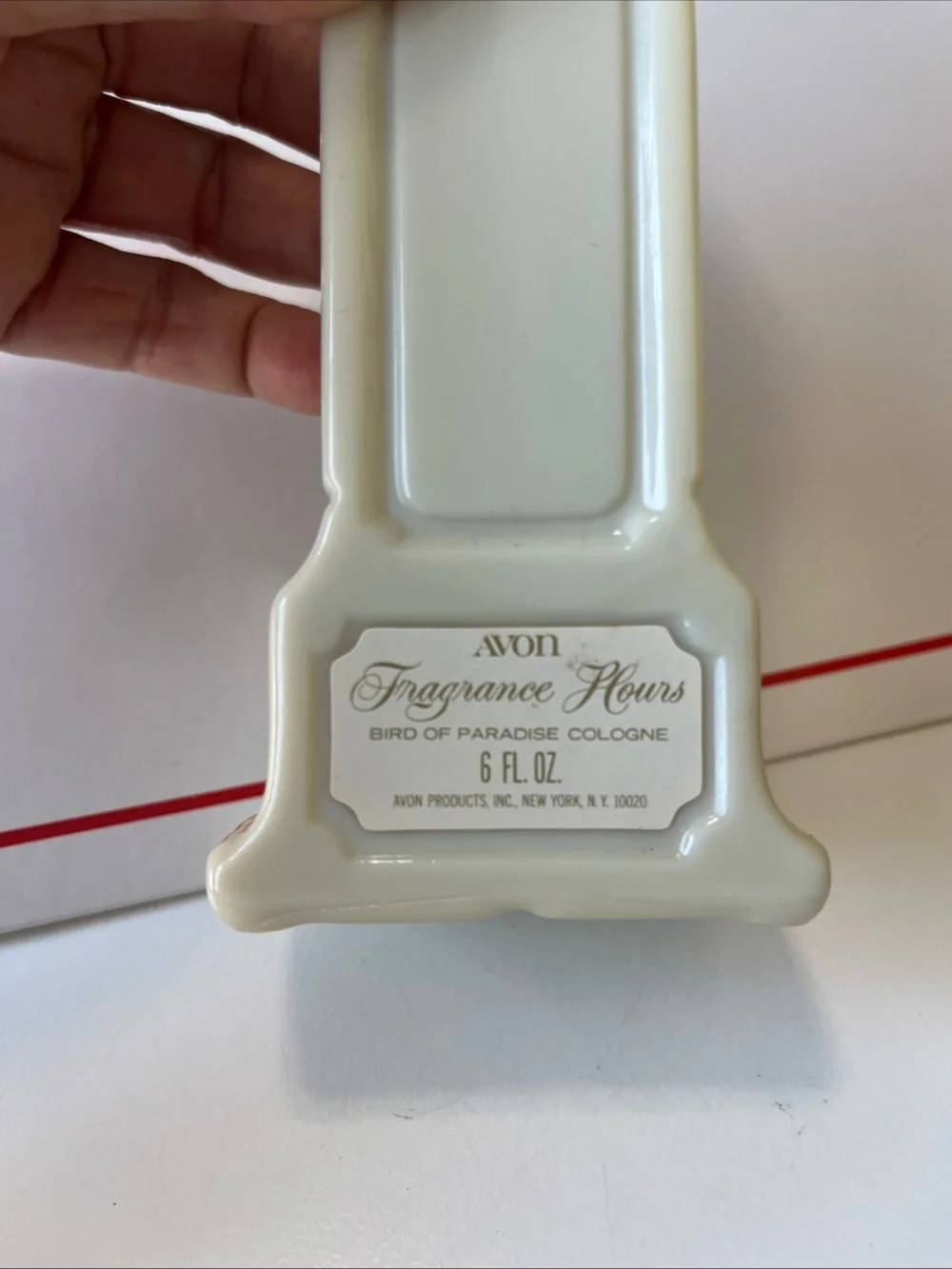 VTG Avon milk glass grandfather clock bird of paradise cologne fragrance hours